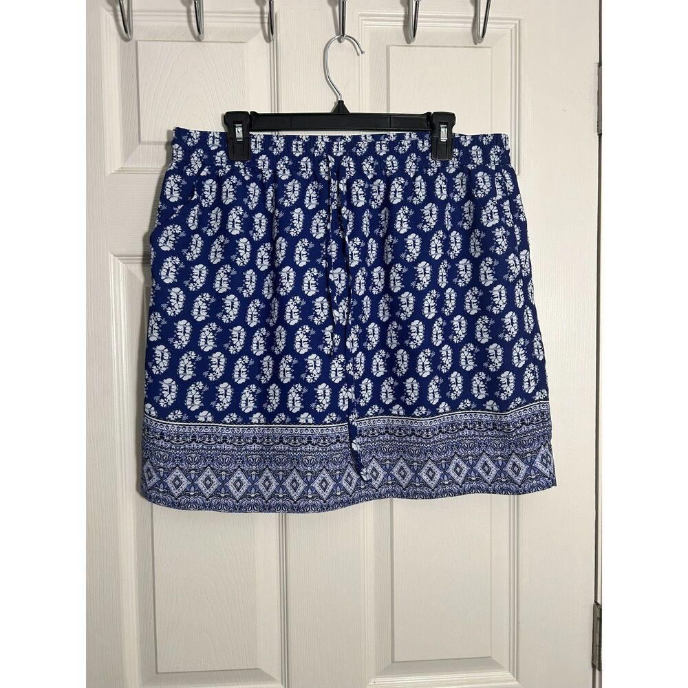 Lucy & Laurel Women's Blue Paisley Geometric Border Print A-Line